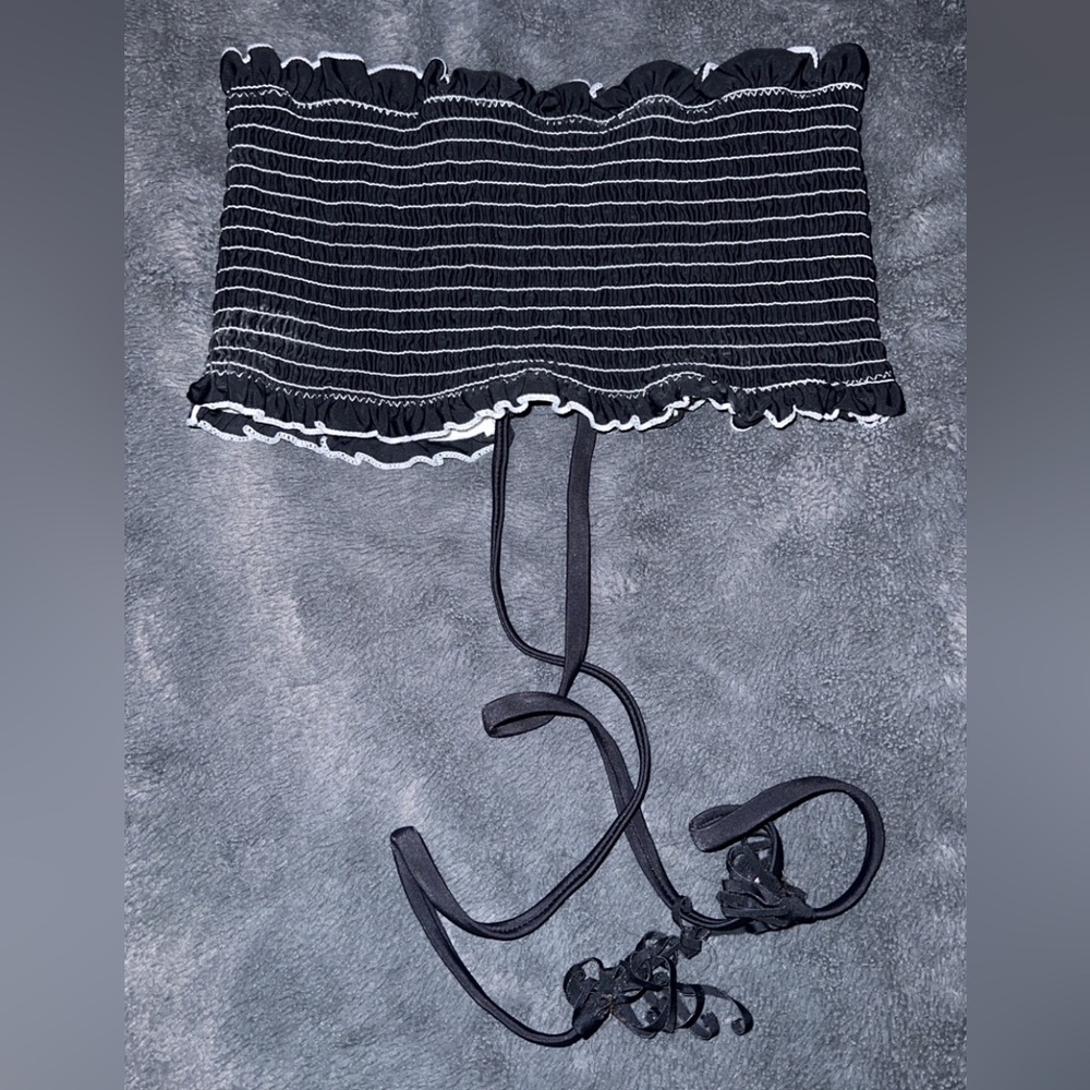 Black tube top bathing suit